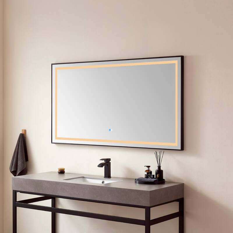 60" Rectangular LED Lighted Accent Bathroom/Vanity Wall Mirror - 60