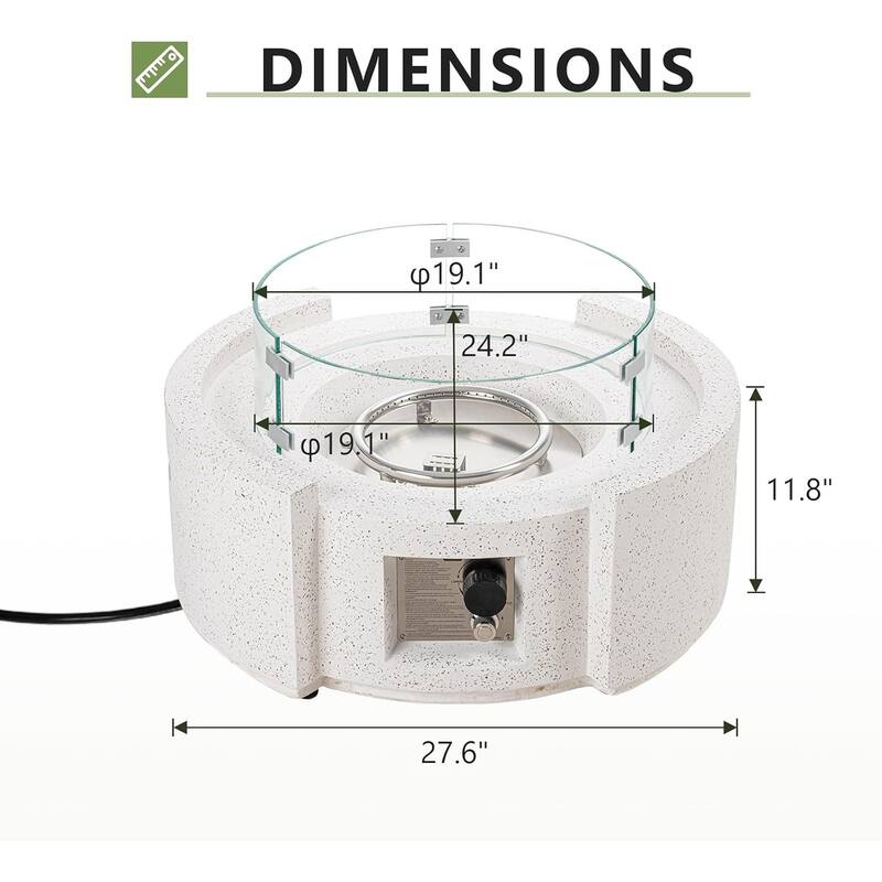 COSIEST 28''Outdoor Propane 40,000 BTU Fire Pit w Wind Glass and Tank