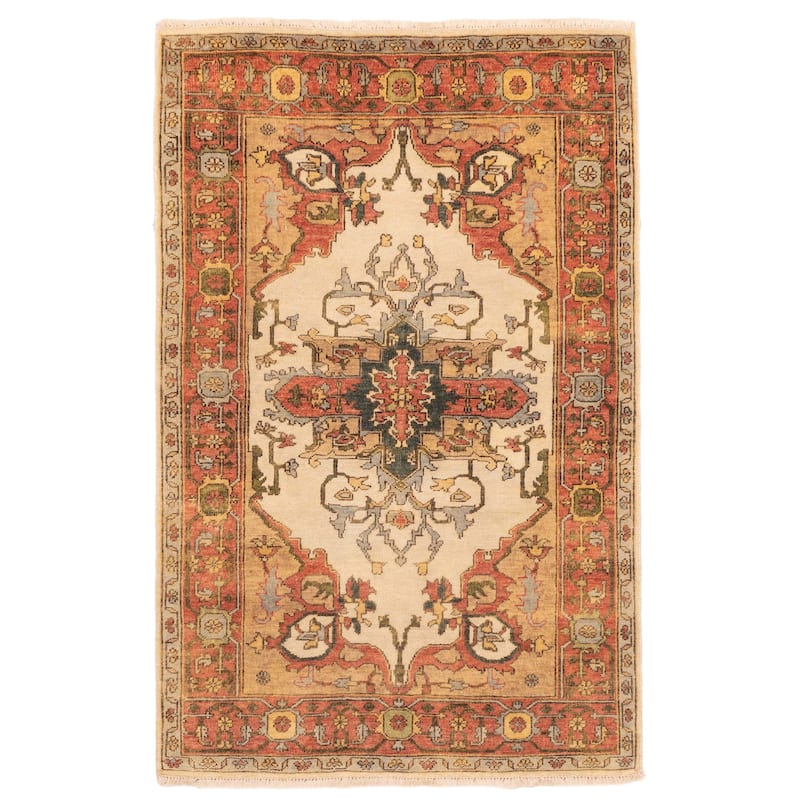 ECARPETGALLERY Hand-knotted Jules Sultane Cream Wool Rug - 4'0 x 6'3