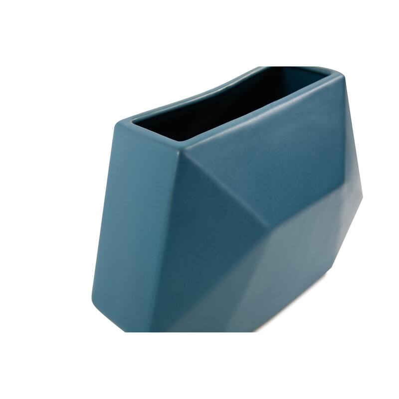 Allan Andrews Matte Teal Contemporary 3-D Geometric Vase Collection