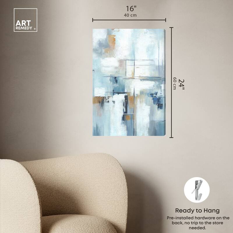 Art Remedy House Of Lines Ii Gallery Wrapped Blue Abstract 1 Piece Canvas Wall Art