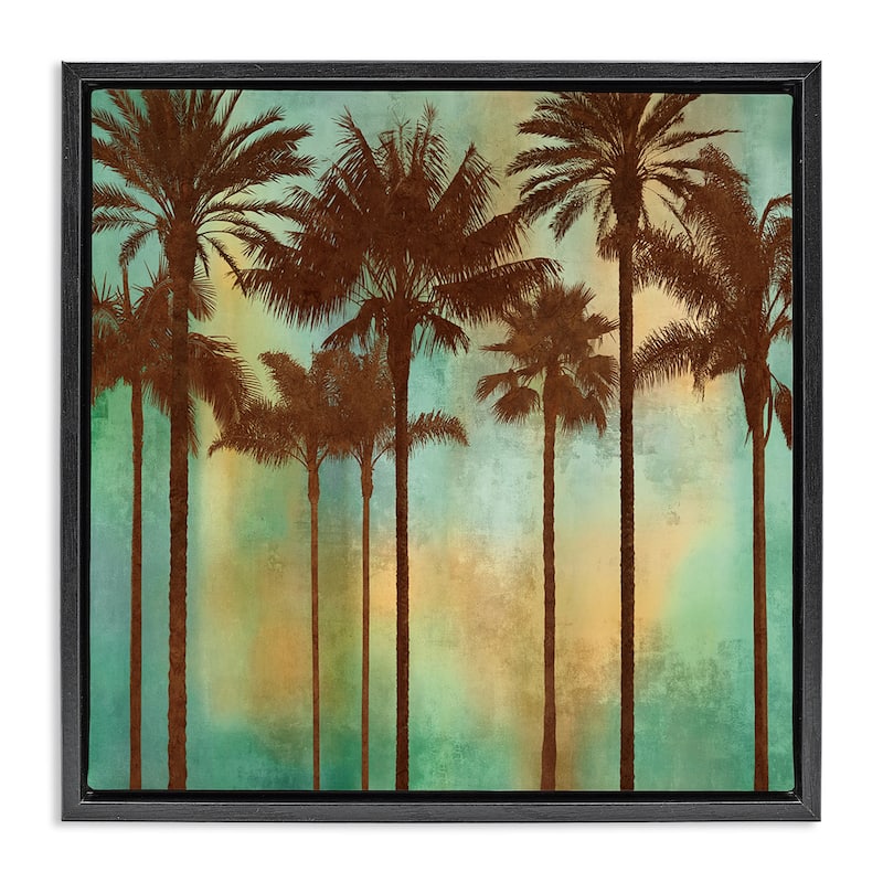 Stupell Palm Trees over Gradient Framed Floater Canvas Wall Art Design By John Seba - 18 x 18 - Black