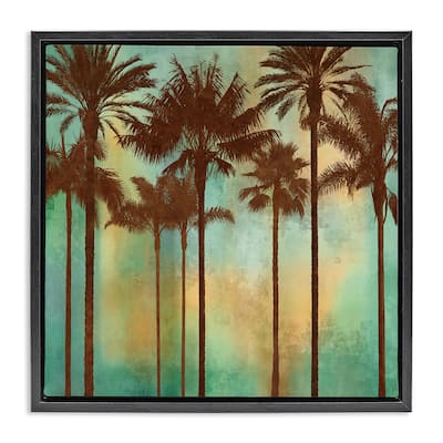 Stupell Palm Trees over Gradient Framed Floater Canvas Wall Art Design By John Seba