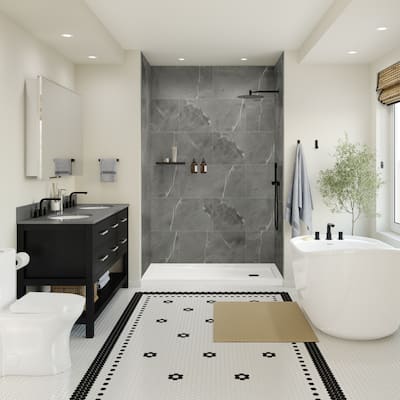 Epiphany Glue-up Wall Tiles 15.75 in. H x 31.5 in. L In Smooth Marble Dark Grey