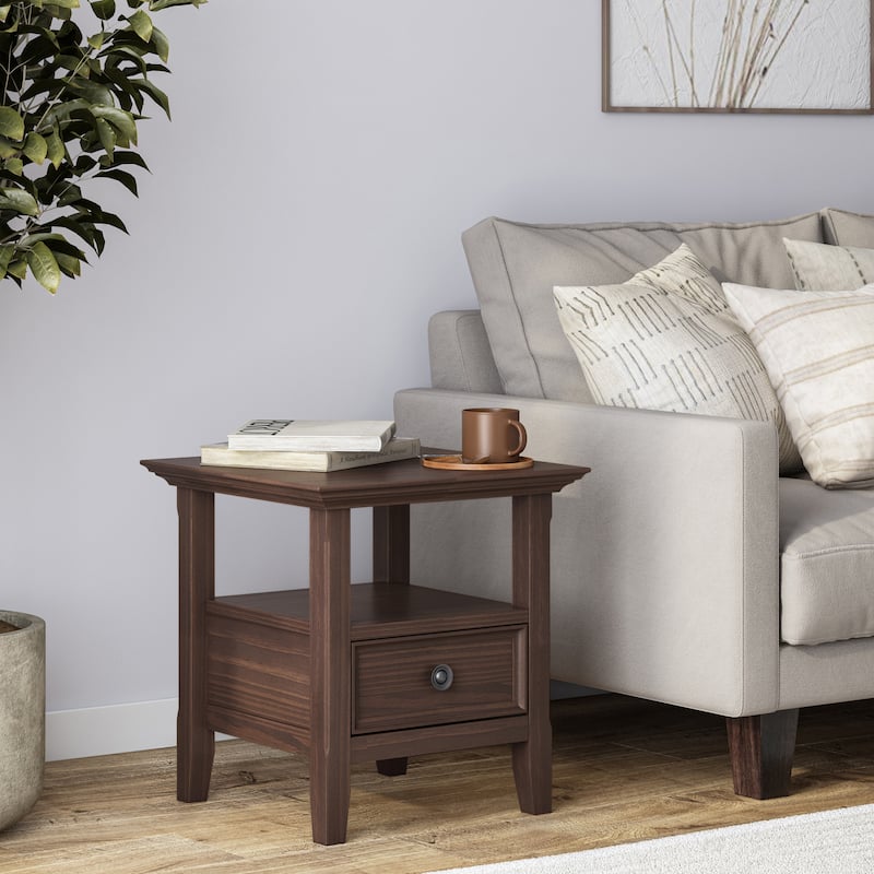 WYNDENHALL Halifax Solid Wood 19-inch Square End Table - 19 inch wide - Warm Walnut Brown