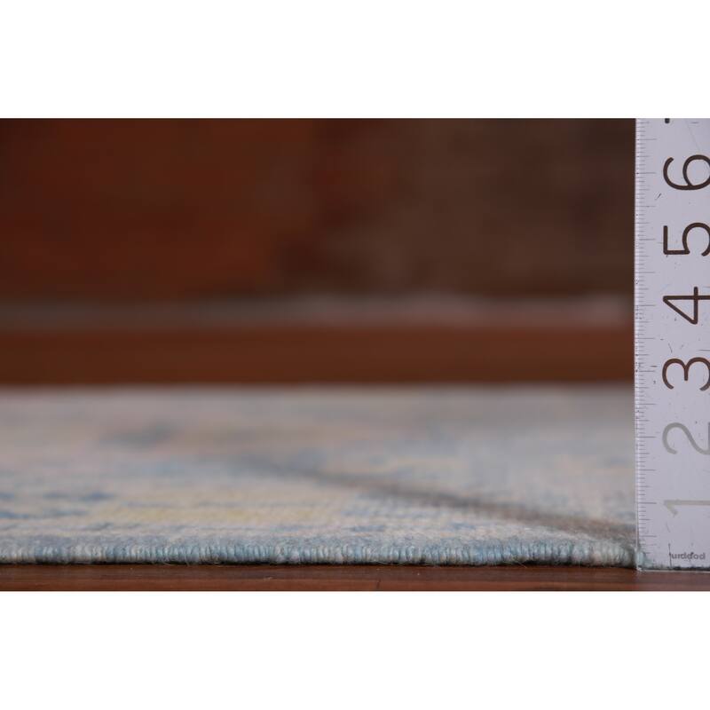 Hand Knotted Oriental 100% Wool Carpet Transitional Geometric Navy Blue & Blues Oushak Runner Rug - 17' 0'' X 3' 3''