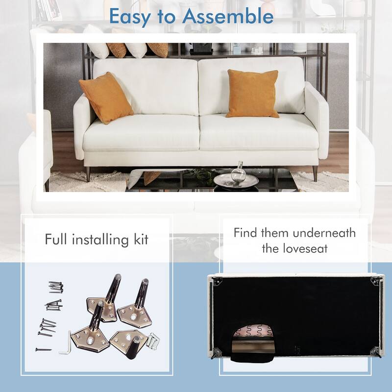 Costway 76.5'' Fabric Sofa Couch Living Room Small Apartment Furniture