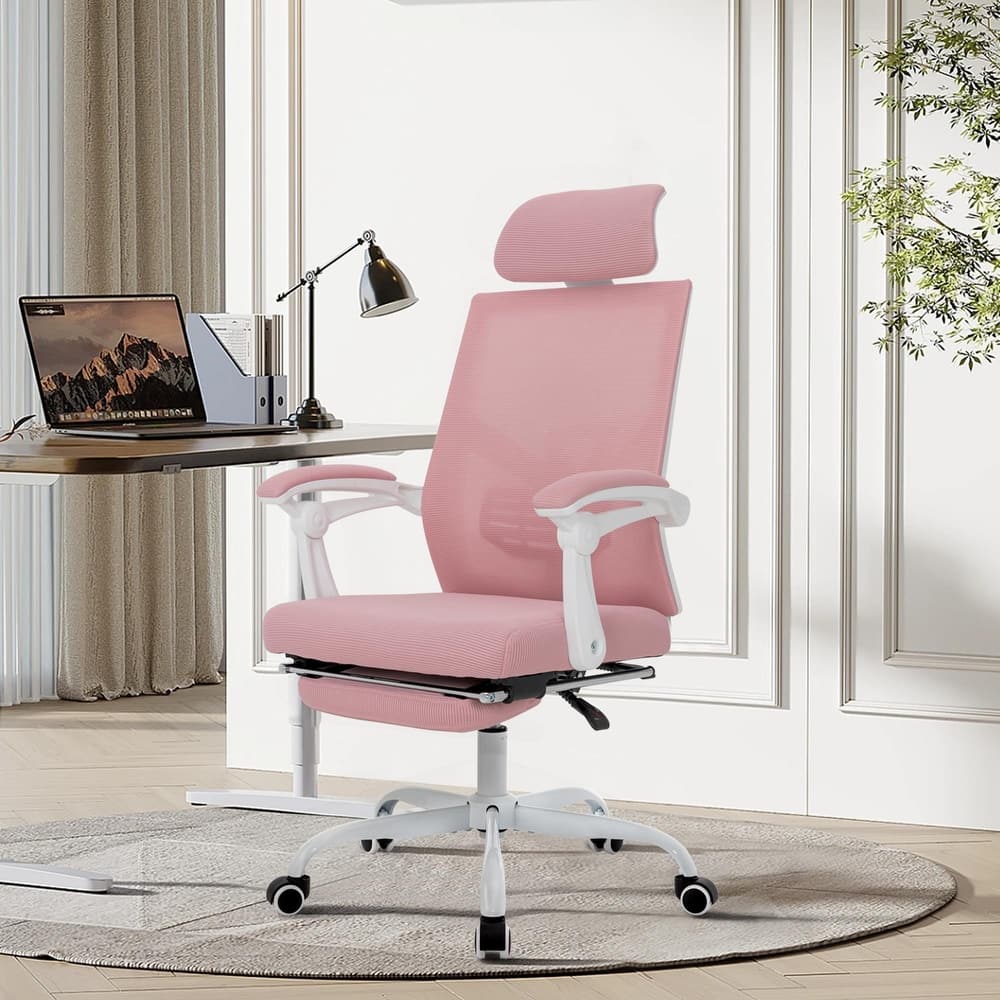 Ergonomic Mesh Office Chair with Adjustable Lumbar Support & Footrest