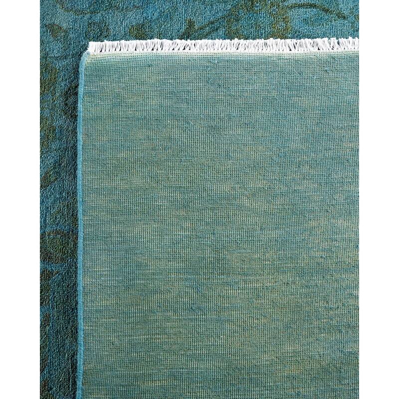 Overdyed, One-of-a-Kind Hand-Knotted Area Rug - Blueish - 12' 1" x 15' 2"