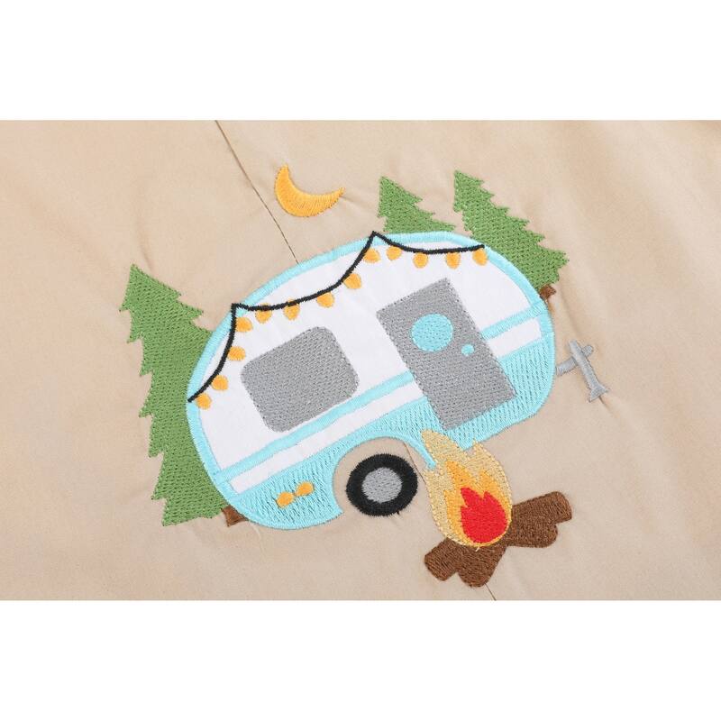 Light Brown Camping Applique Shortall