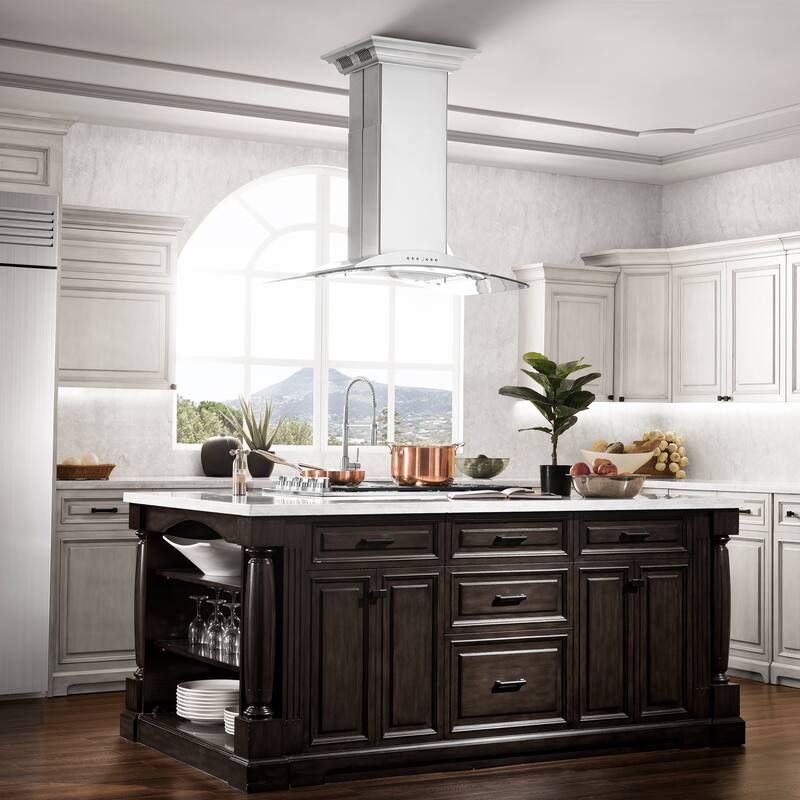 ZLINE Ducted Vent Island Mount Range Hood with Builtin CrownSound