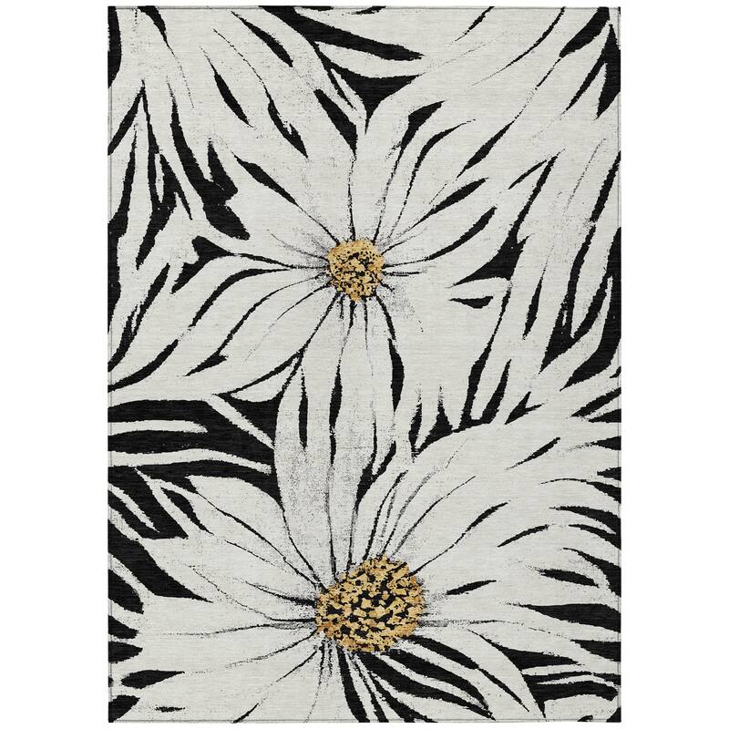 Machine Washable Indoor/ Outdoor Floral Chantille Rug