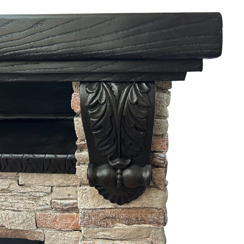 45" Electric Fireplace MGO Mantel with Faux Brick, 23" Firebox Insert and Remote Control Included