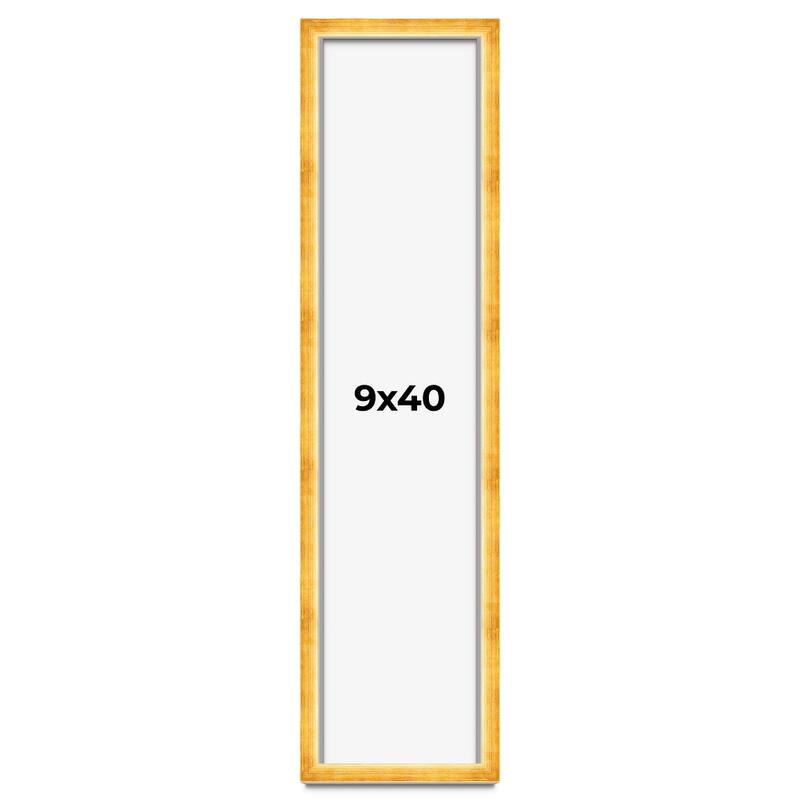 9x40 Shadow Box Frame Gold | 1.625 Inches Deep Real Wood Traditional