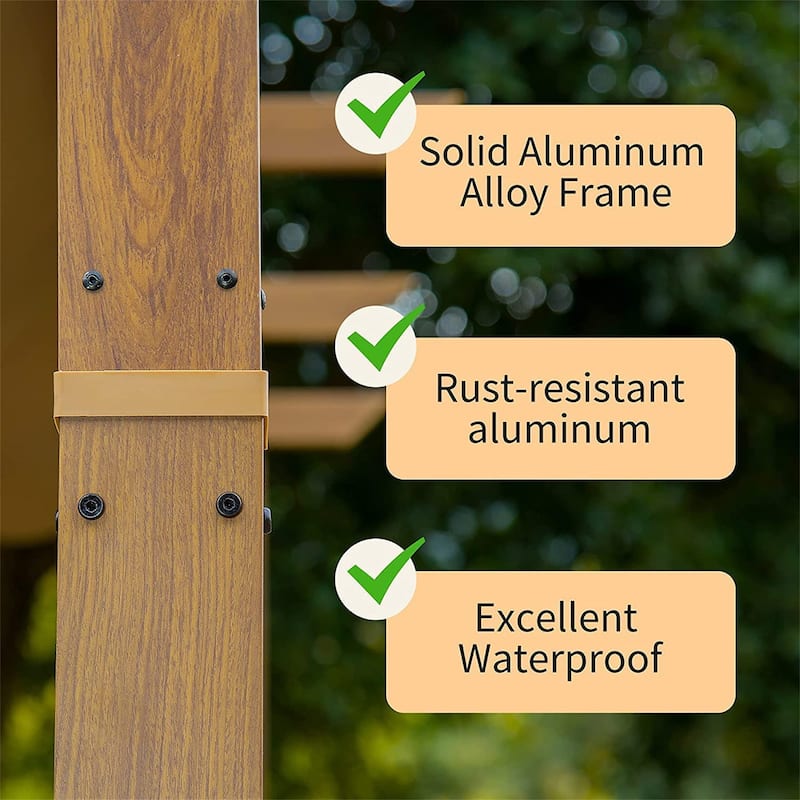 Outdoor Retractable Aluminum Pergola with Weather-Resistant Canopy Gazebo