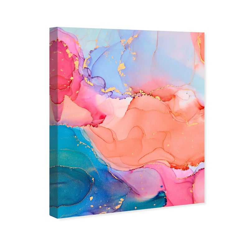 Wynwood Studio Canvas Abstract Moon Color Inks II Orange and Glam Wall Art Canvas Print