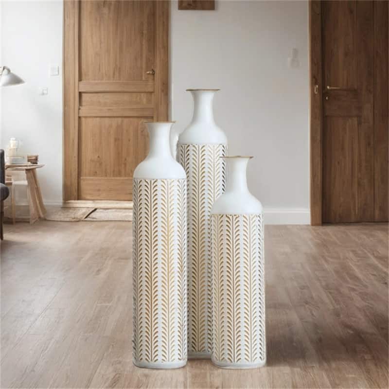 Modern Decoration Floor Metal Vase with Glazed (Set of 3)