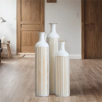 Modern Decoration Floor Metal Vase with Glazed (Set of 3)
