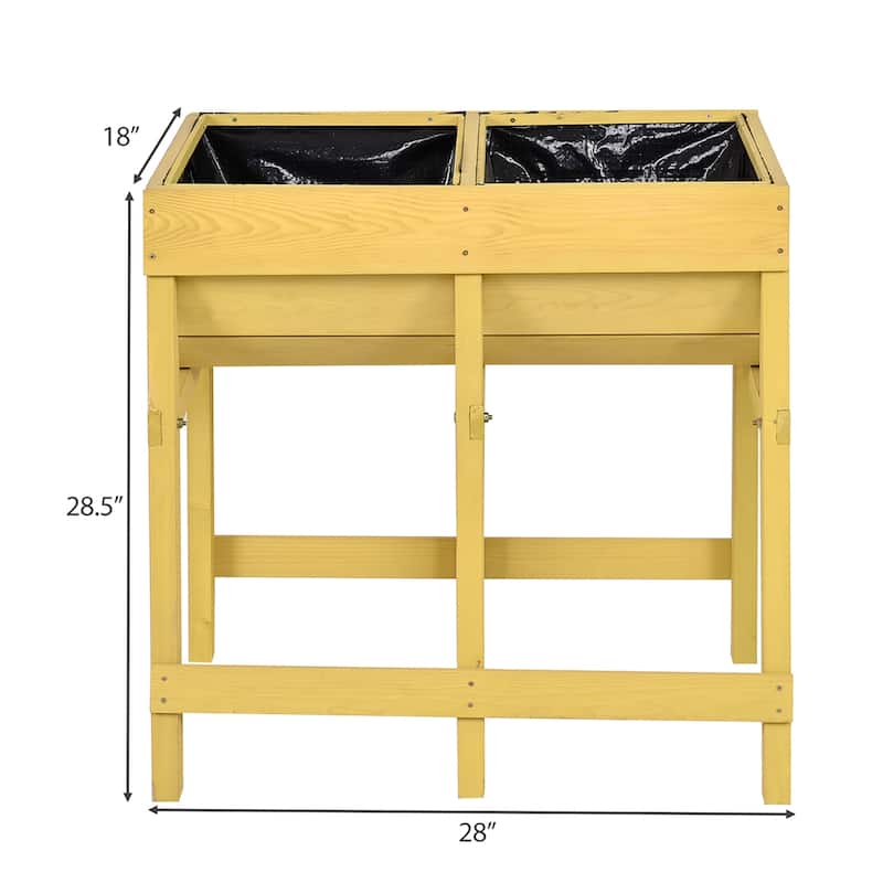 Costway Raised Wooden V Planter Elevated Vegetable Flower Bed Free