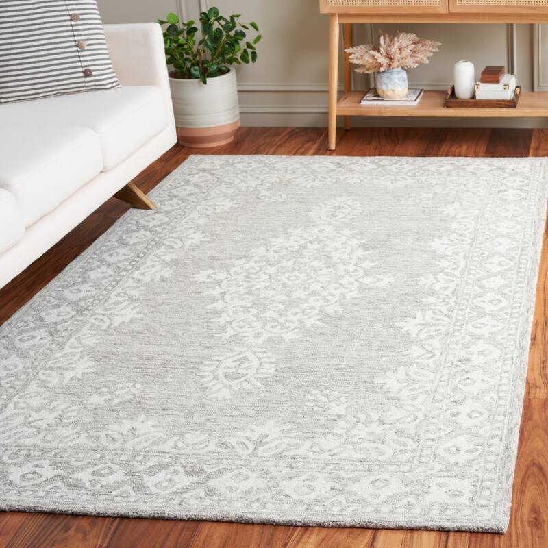 SAFAVIEH Handmade Ebony Bengta Modern Wool Rug - 3' x 5' - Grey/Ivory