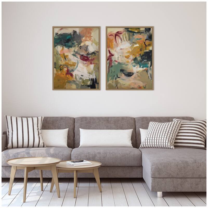 Kate and Laurel Painted Storm No. 1 & No. 2 2 Piece Framed Canvas Wall Art Set by Amy Lighthall