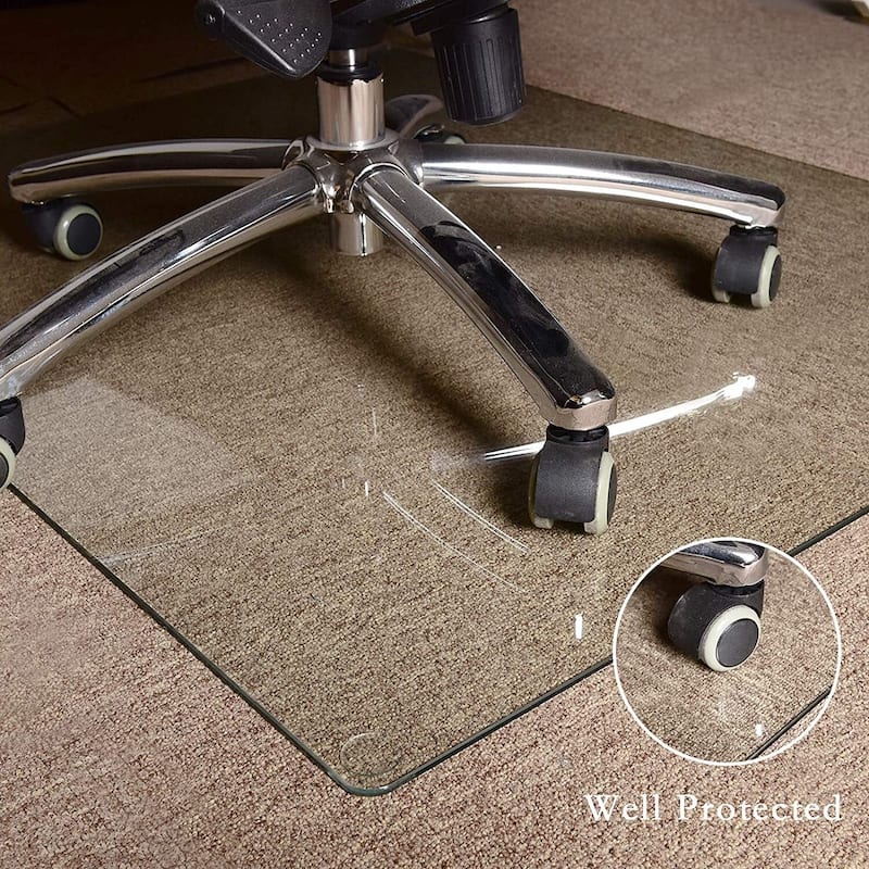 Office Chair Mat withTempered Glass for Hardwood Floor - Clear