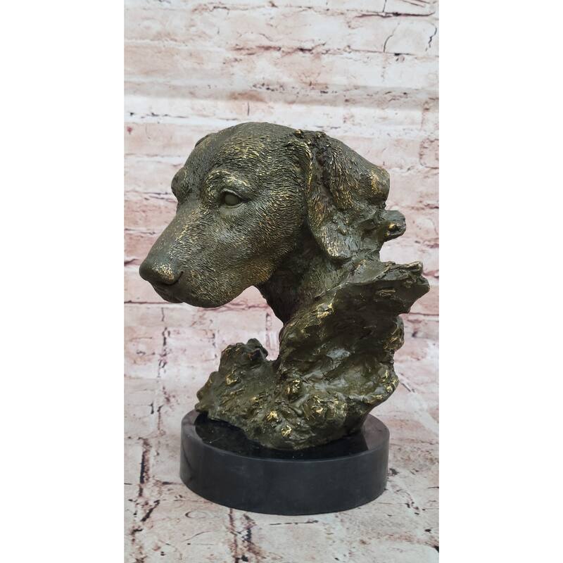 Bronze Labrador Retriever Dog Head Sculpture - Signed Original Art