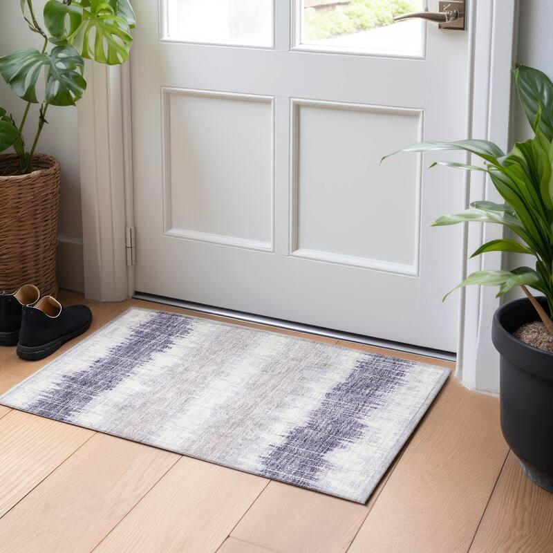 Premium Washable Super Soft Modern Stripe Mayfield Rug - Lavender - 1' 8" x 2' 6" - Rectangle