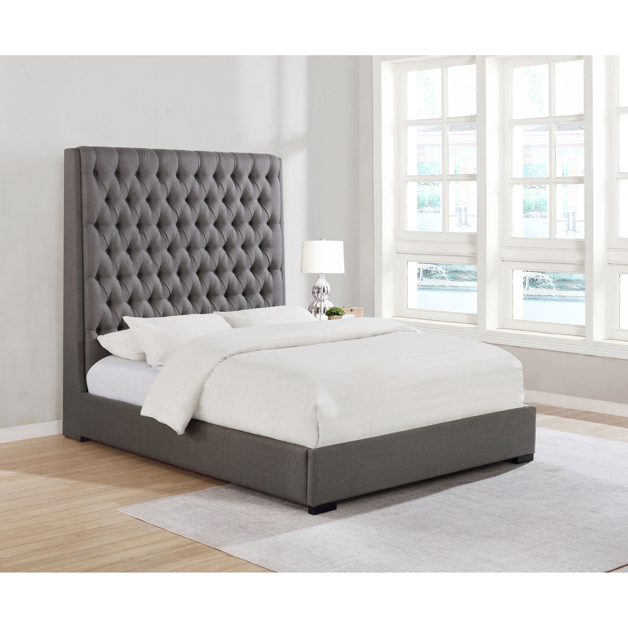 Coaster Furniture Camille Tall Button Tufted Upholstered Bed Grey