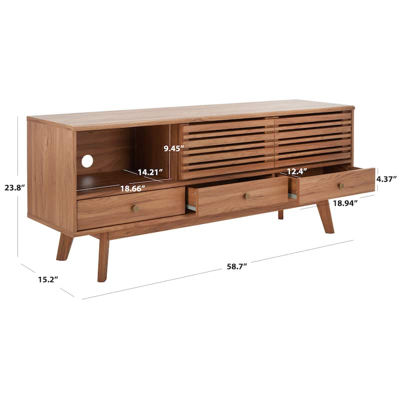 SAFAVIEH Alatar 3-Drawer Entertainment TV Media Stand (65" Flatscreen TV) - 58.7 in. x 15.2 in. x 23.9 in.