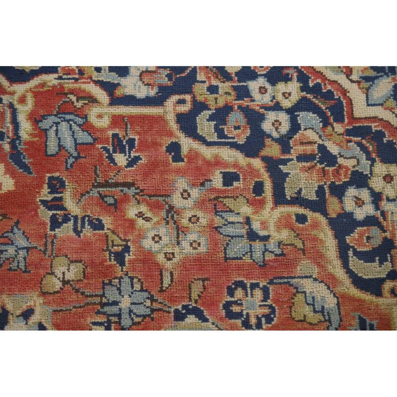 Hand Knotted Oriental 100% Wool Carpet Traditional Floral Coral Mashad Area Rug - 11' 5'' X 7' 8''