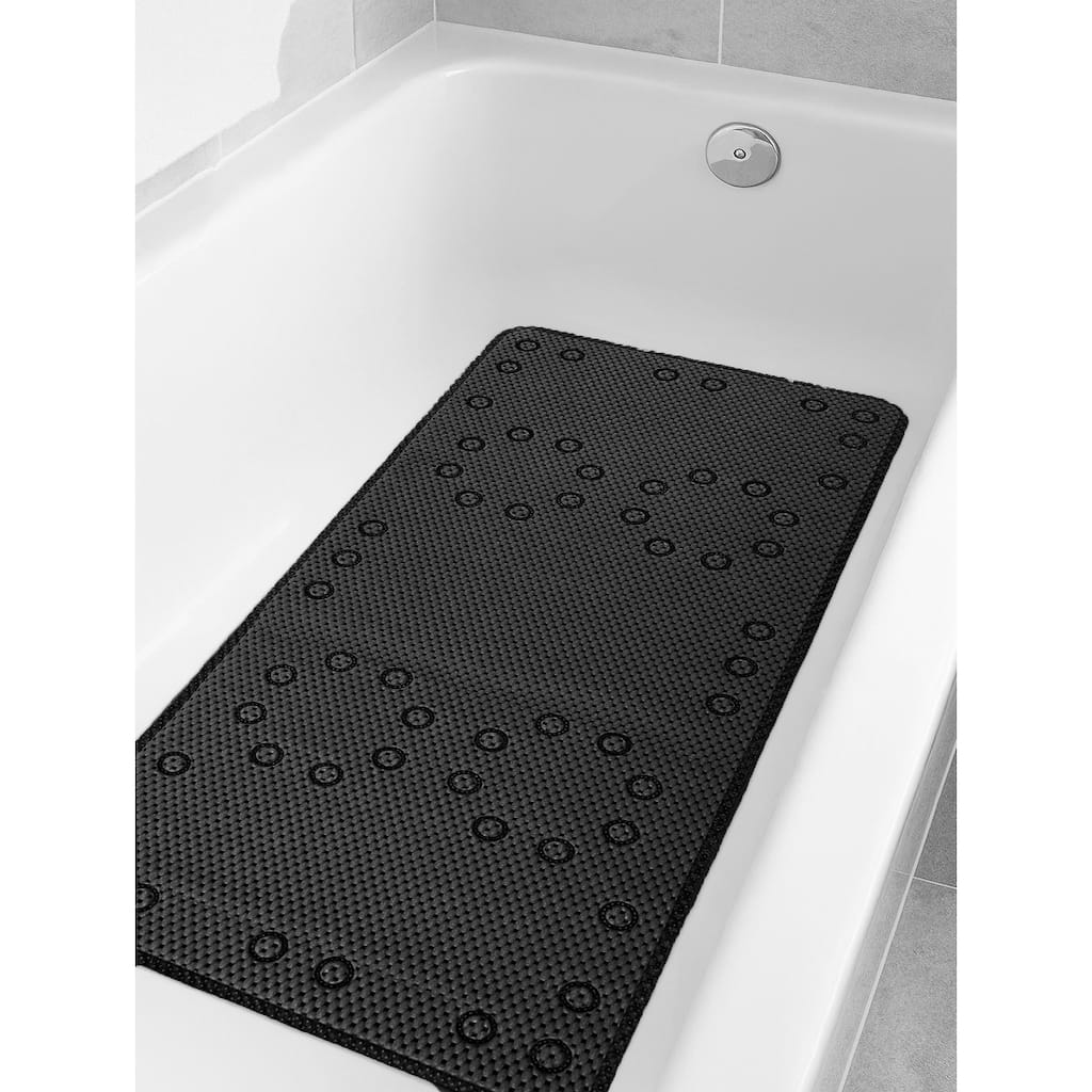 Black Non-Slip Foam Bathtub Shower Mat With Suction Cups - 36" x 17"