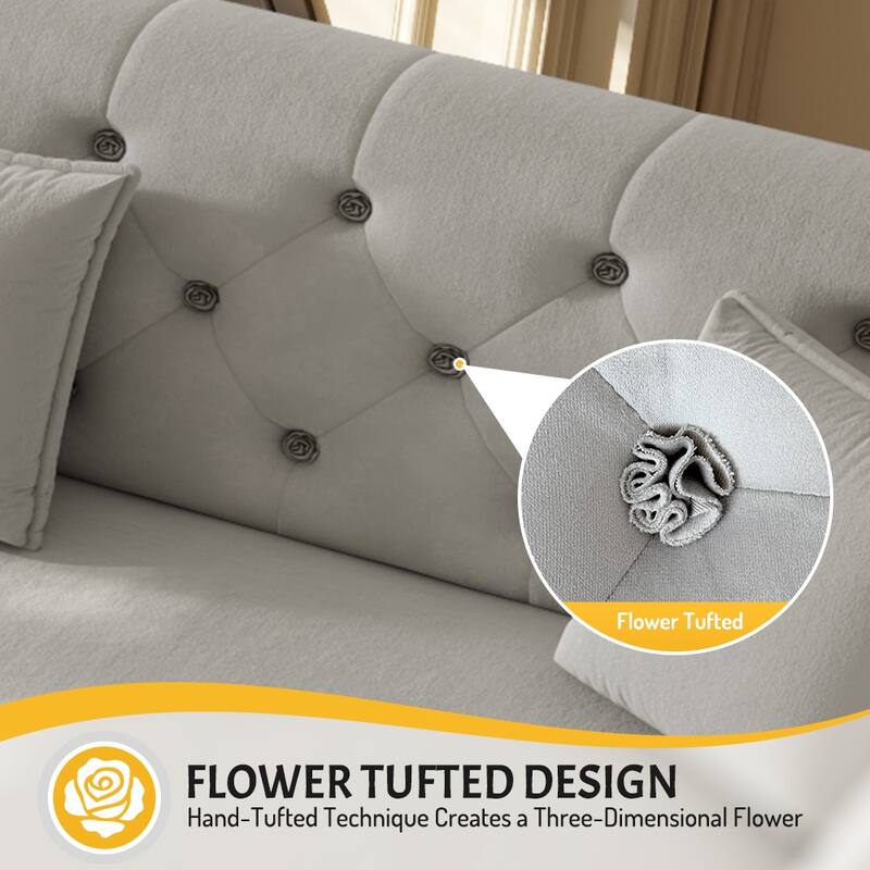 100" Oversize Pull-Out Sofa Bed, Convertible Sleeper Sofa, Velvet Loveseat Sofa, Tufted Sofa, Modern Sofa Couch with Flared Arms