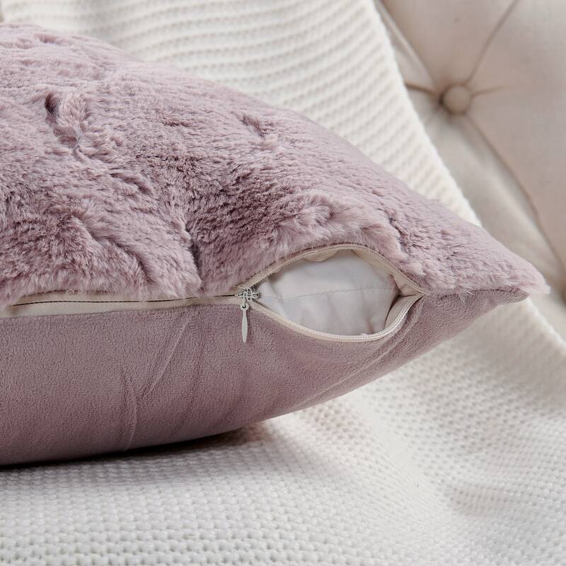 Serenta JacquardRabbit FauxFur Pillow Cover 2 Piece, NO INSERT