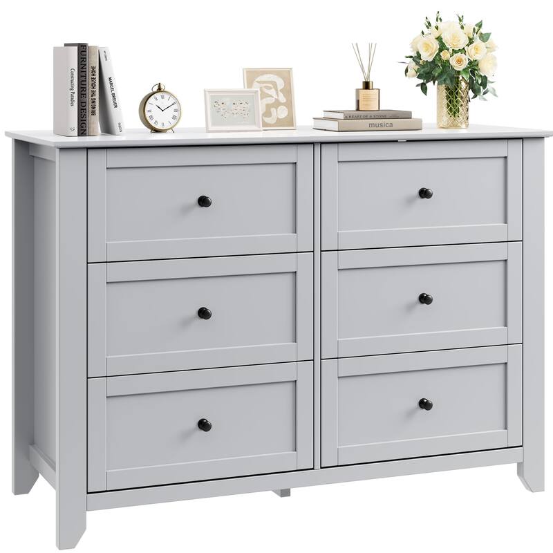 5/6 Drawer Dresser for Bedroom, Dresser with Deep Drawers & Metal Knobs, Modern Wooden Chests of Drawers