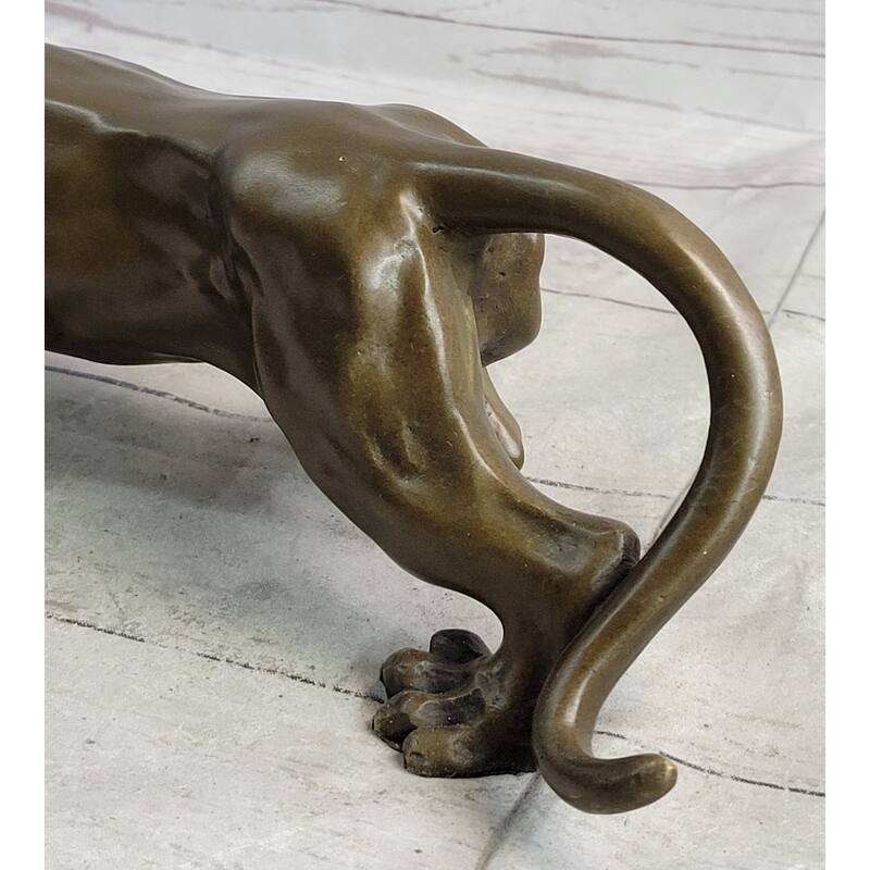 Bronze Metal Cougar Leopard Lion Panther Puma Statue Sculpture Figure 5 Inches X 15 Inches