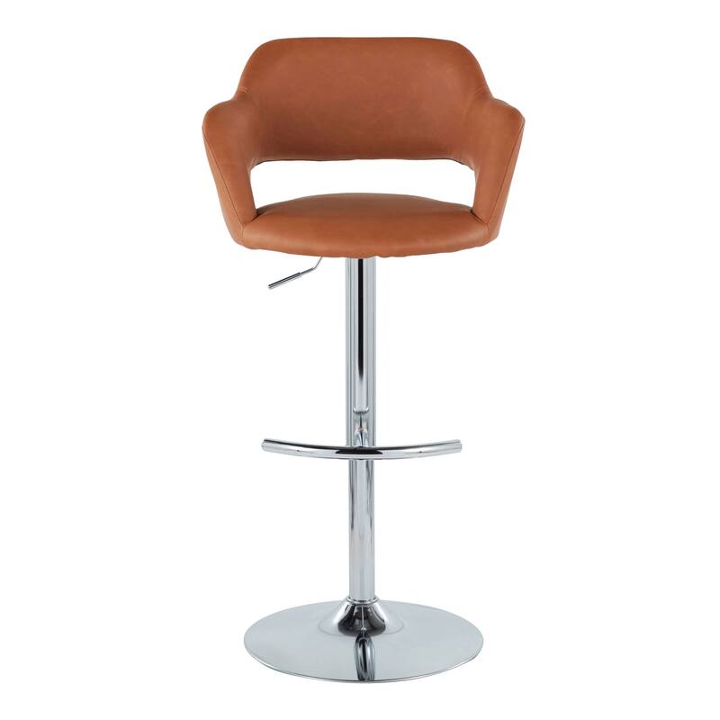 Porch & Den Vallen Adjustable Faux Leather Bar Stool with Rounded T Footrest (Set of 2)