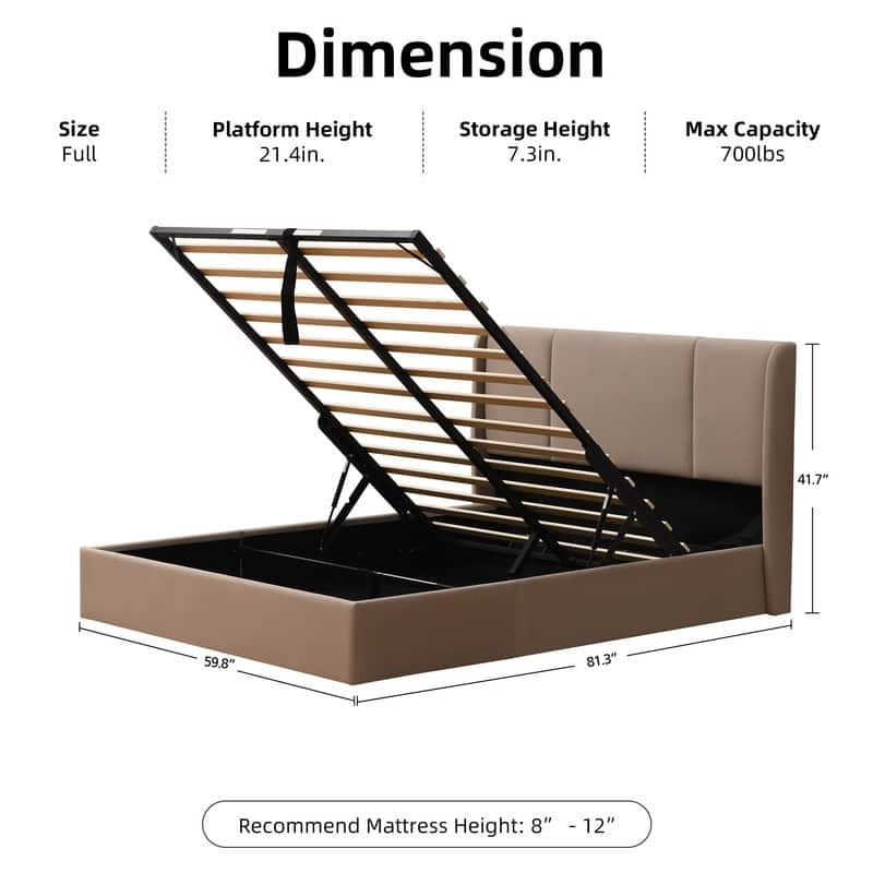 Modern Minimalist Upholstered Storage Bed with Lift-Up Platform