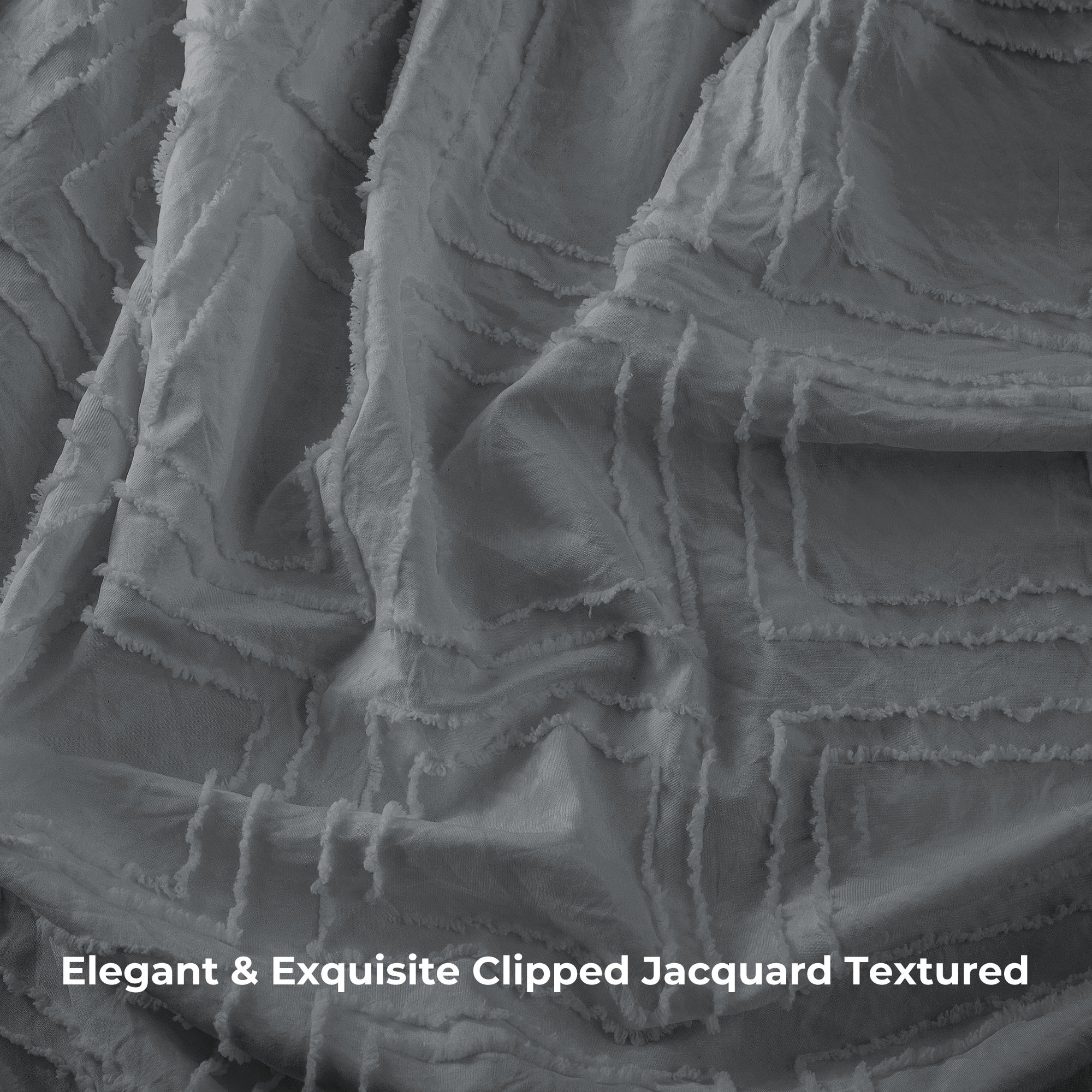 Tufted Clipped Jacquard Geometric Oversized Duvet Cover & - Picture 57 of 127