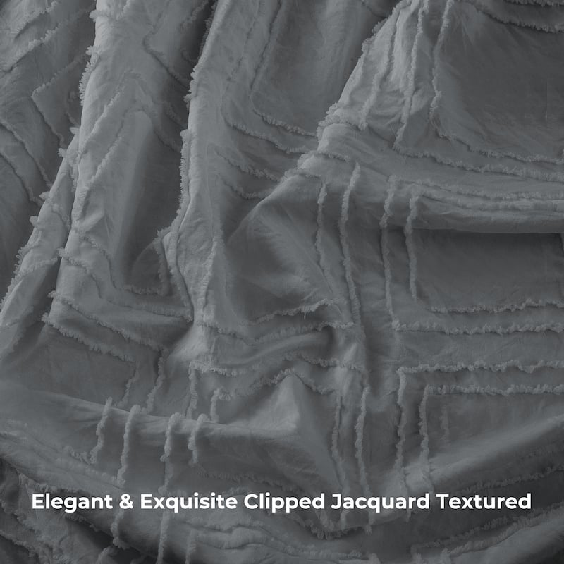 Tufted Clipped Jacquard Geometric Oversized Duvet Cover & Pillowcase Set