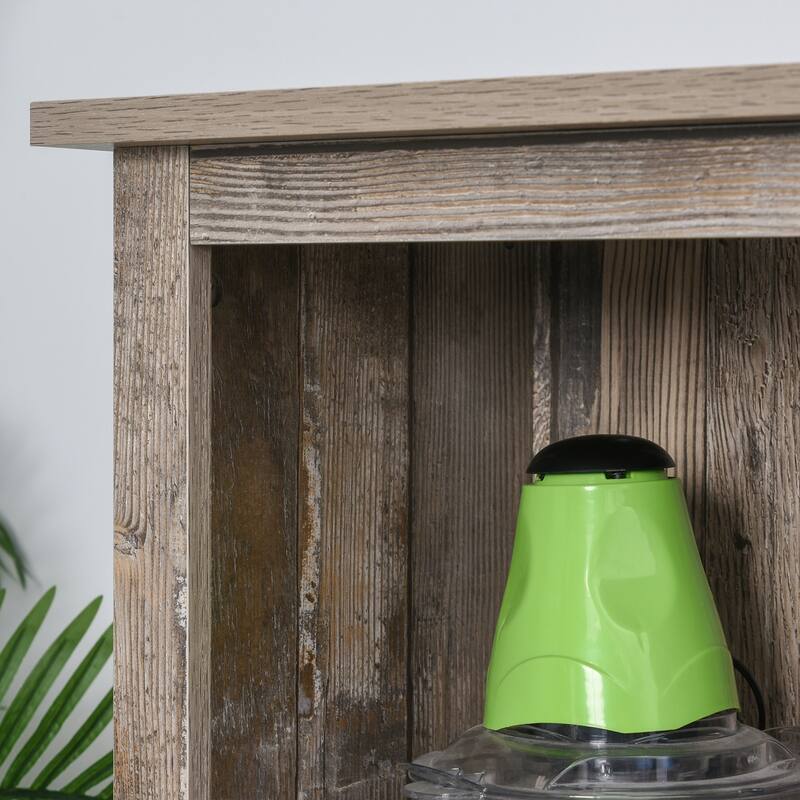 Freestanding Rustic Kitchen Buffet with Hutch, Pantry Storage Cabinet with Sliding Barn Door, Adjustable Shelf, Vintage Wood