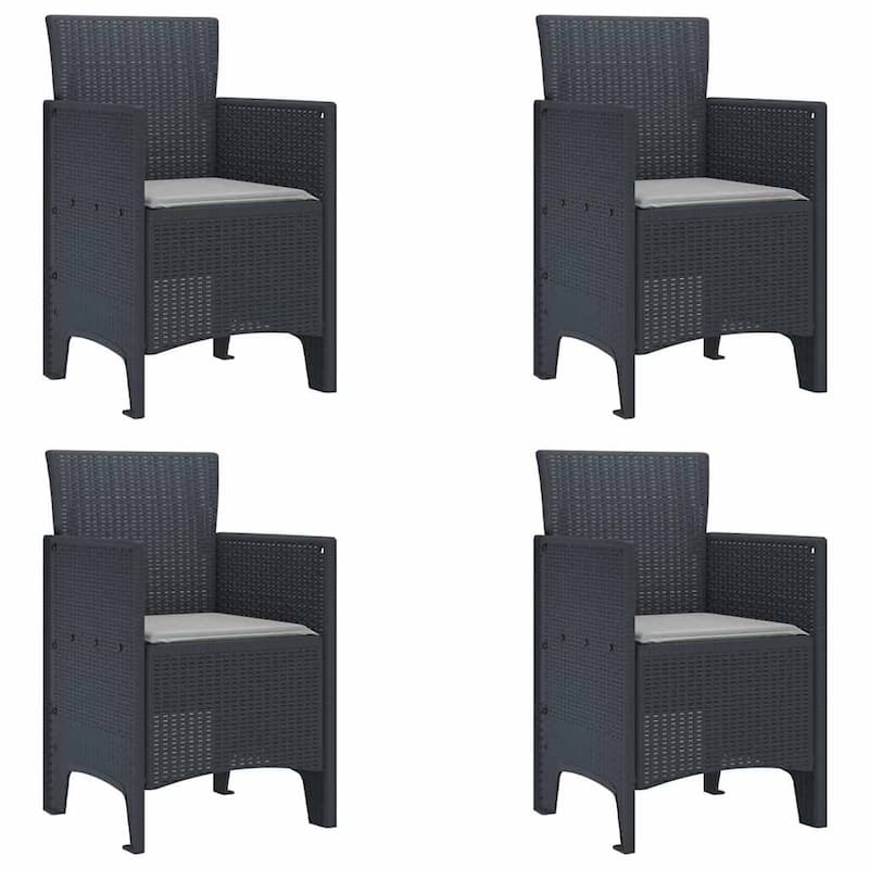 vidaXL Garden Dining Set 3/5 pcs Anthracite/Brown Polt rattan - 100 x 100 x 73 cm