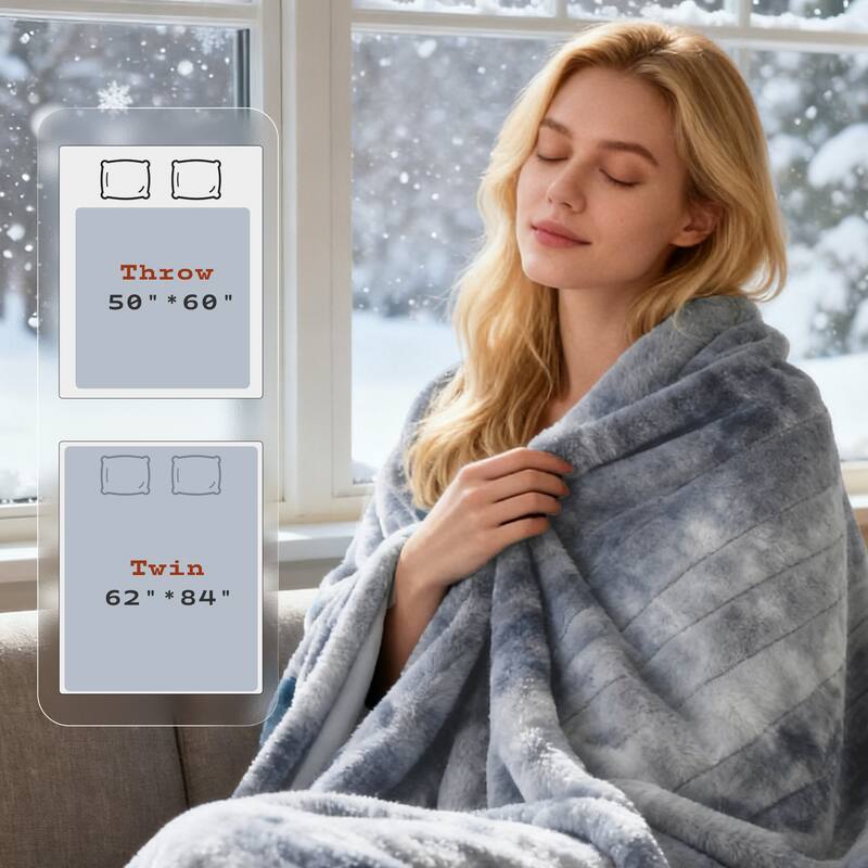 Plush Reversible Flannel and Sherpa Electric Throw Blanket with Safe Auto Shut-Off