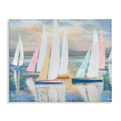 Stupell Abstract & Pastel Sailboat Fleet Canvas Wall Art Design By Amber Sterling