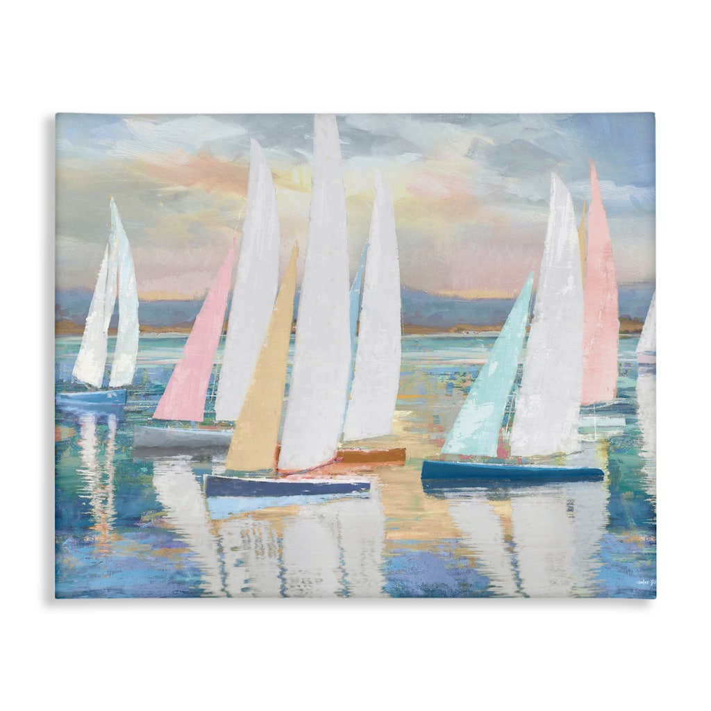 Stupell Abstract & Pastel Sailboat Fleet Canvas Wall Art Design By Amber Sterling