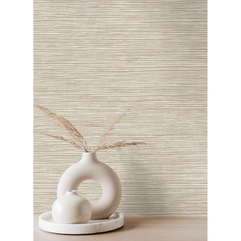 Advantage Alton Taupe Faux Grasscloth Wallpaper