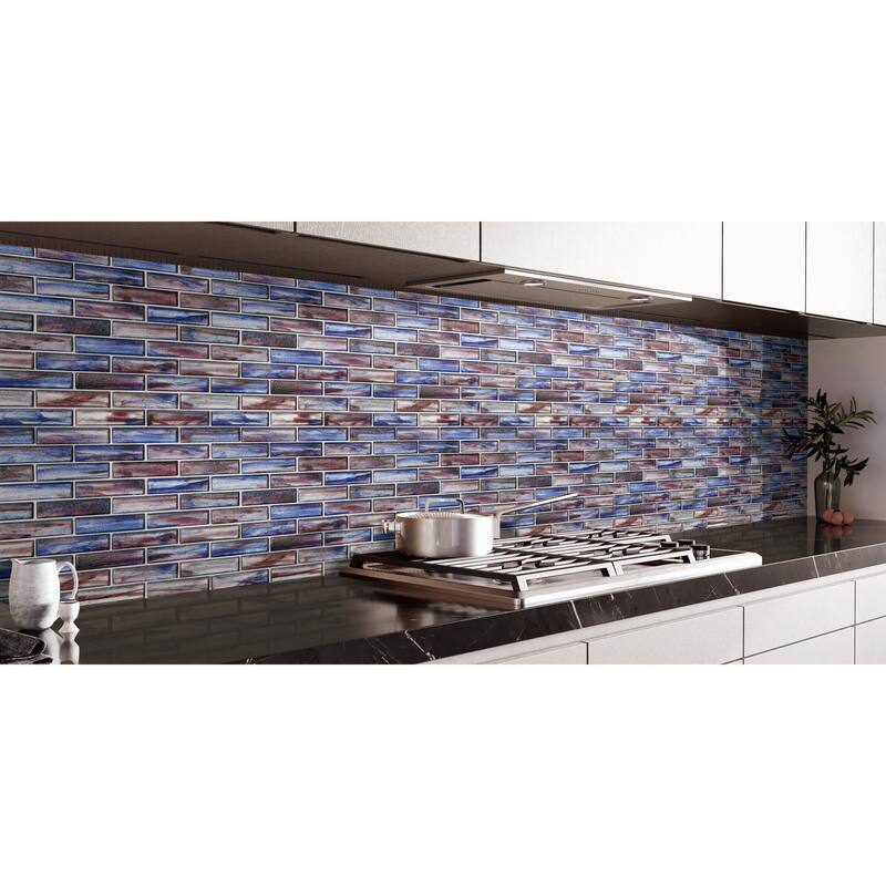 1 x 4 Brick Iridescent Glass Mosaic Wall Tiles