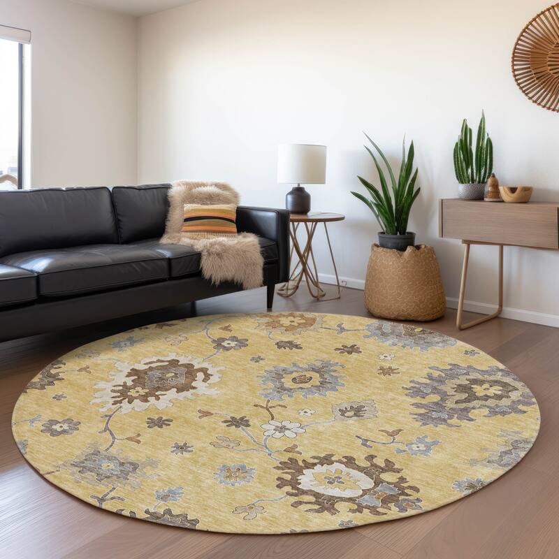 Machine Washable Indoor/ Outdoor Chantille Traditonal Kashan Rug