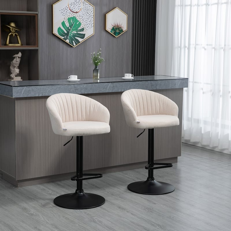Adjustable Swivel Bar Stools Linen Touch Fabric