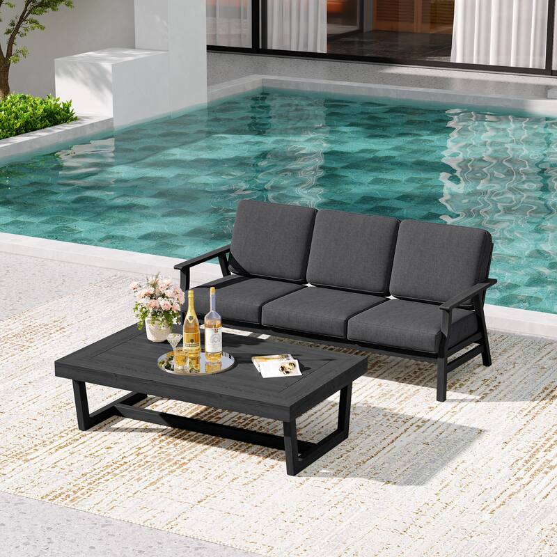 2-Piece Teak Outdoor Sofa Set with Table